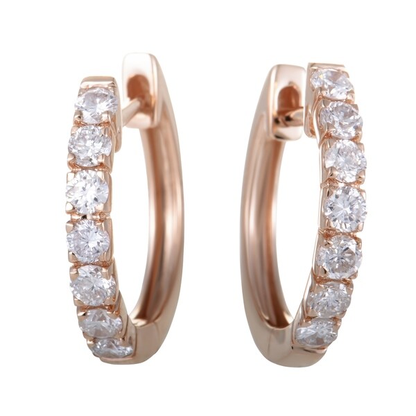 Shop ~.75ct Small Rose Gold Diamond Hoop Earrings - On Sale - Free Shipping Today - Overstock ...
