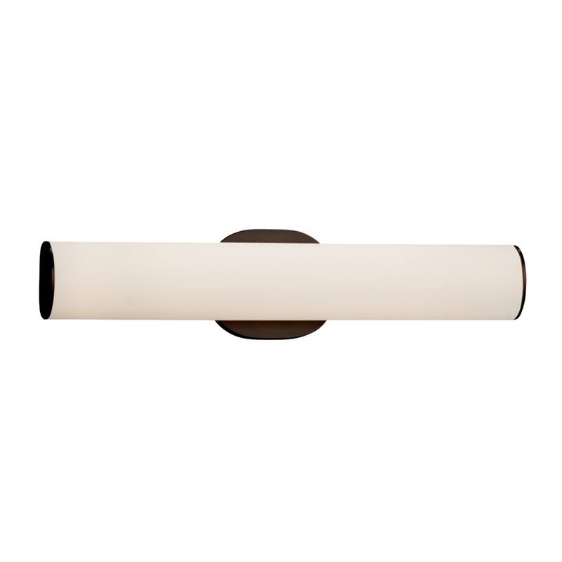 Justice Design Fusion Eliptical 20-inch LED Dark Bronze ADA Wall/ Bath Light, Opal Shade