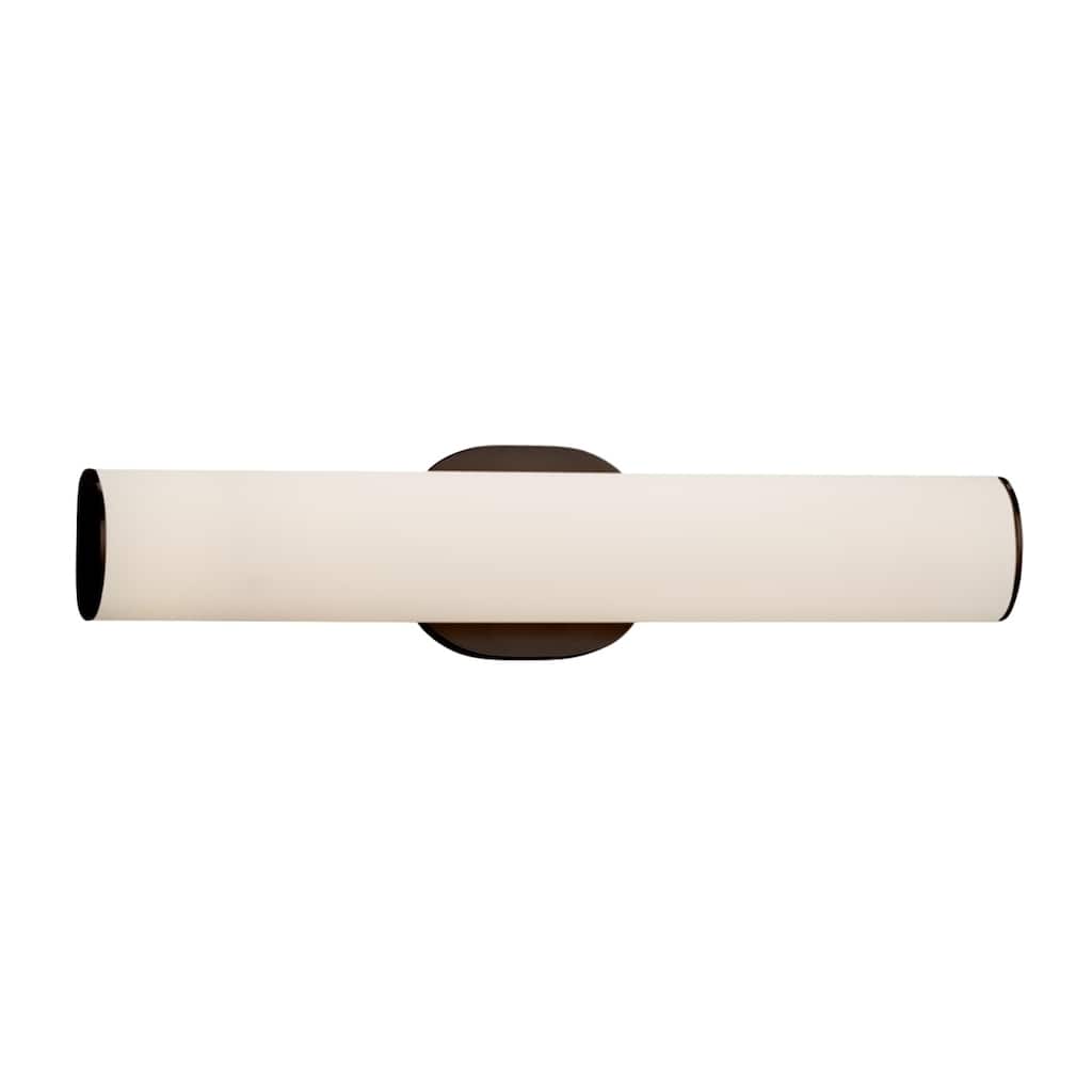 Justice Design Fusion Eliptical 20-inch LED Dark Bronze ADA Wall/ Bath Light, Opal Shade