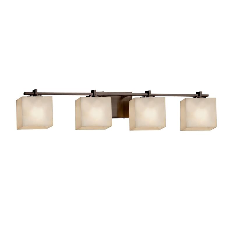 Justice Design Clouds Era 4-light Brushed Nickel Bath Light, Off-white Rectangle Shade