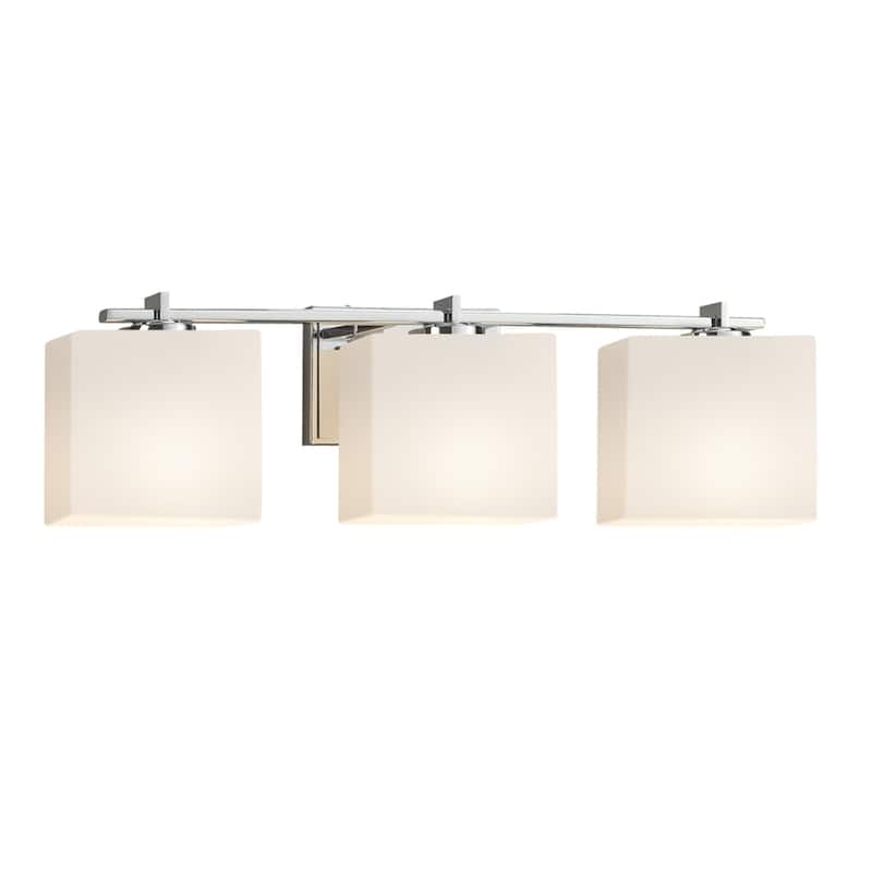 Justice Design Fusion Era 3-light Polished Chrome Bath Light, Opal Rectangle Shade - Polished Chrome