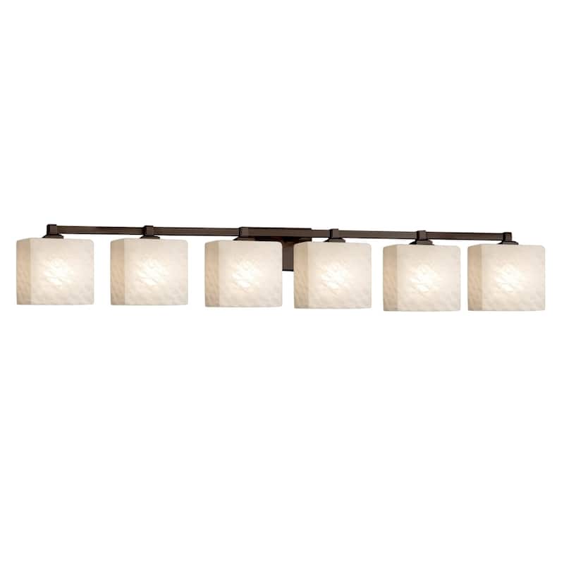 Justice Design Fusion Regency 6-light Dark Bronze Bath Light, Weave Rectangle Shade