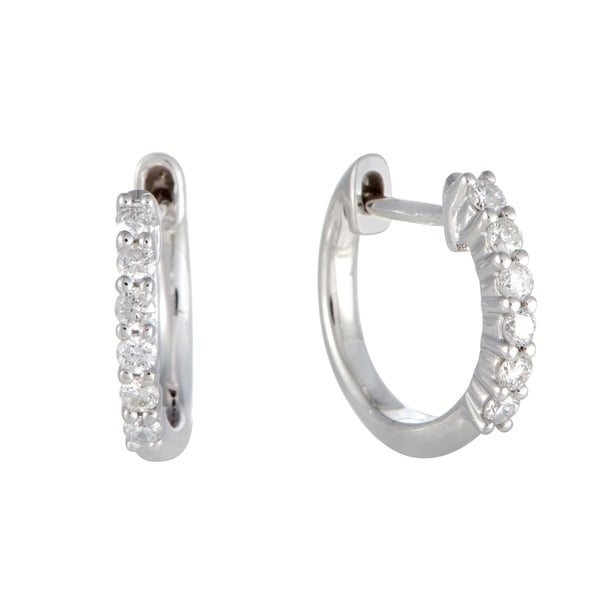 Shop ~.25ct Small White Gold Diamond Hoop Earrings - On Sale - Free Shipping Today - Overstock ...