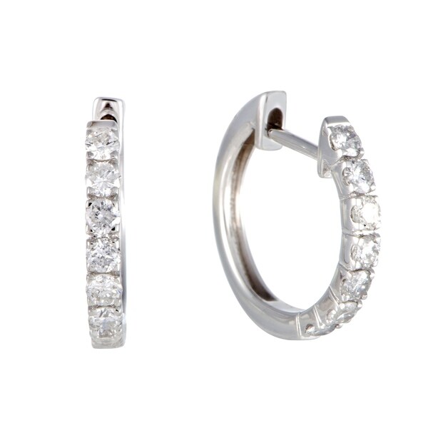 75ct Small White Gold Diamond Hoop Earrings Ships 75ct Small White Gold Diamond Hoop Earrings Ships