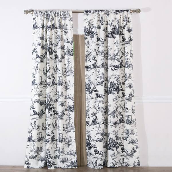 Shop Classic Toile Black Curtain Panel Pair With Tiebacks Set Of