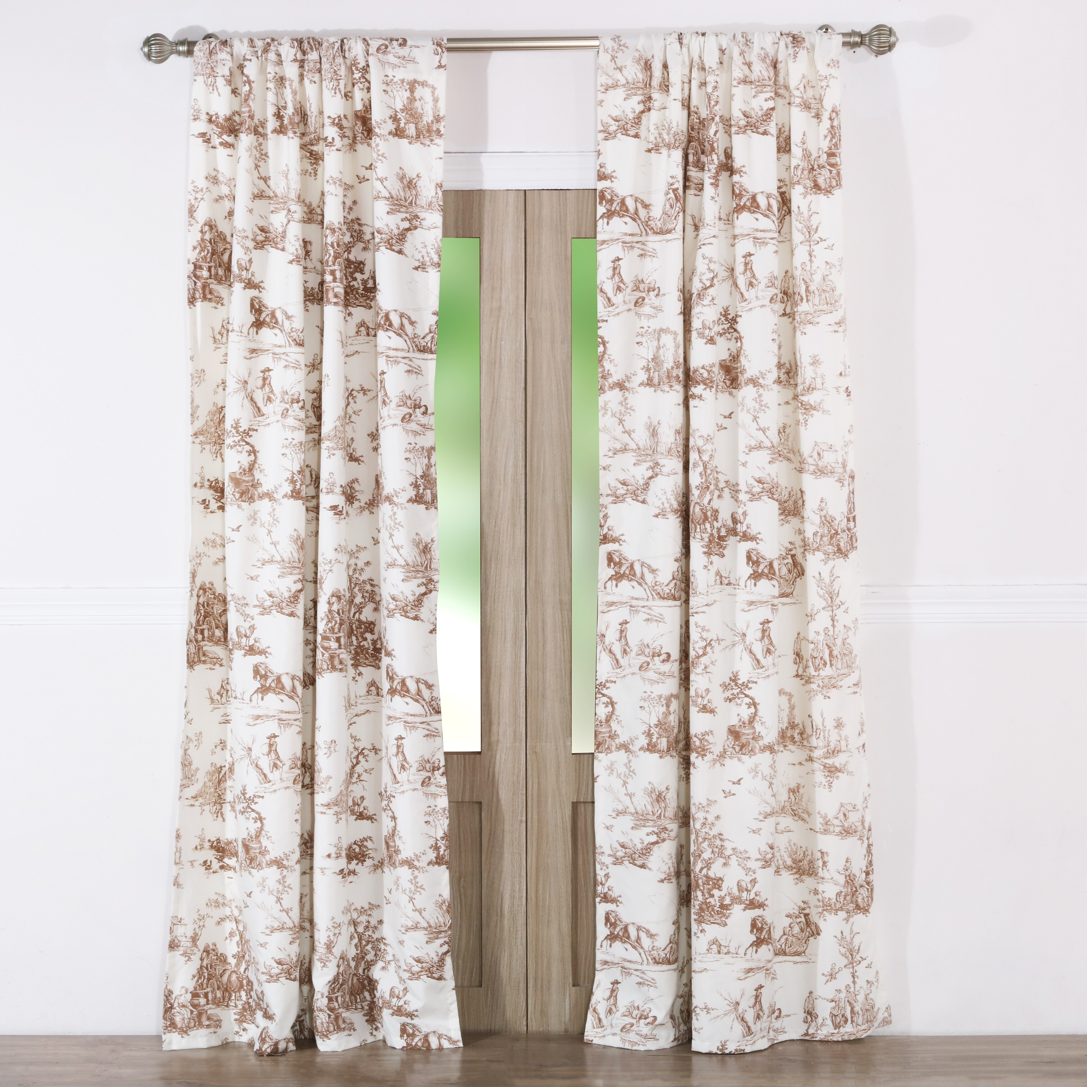 Shop Classic Toile Taupe Curtain Panel Pair With Tiebacks Set Of
