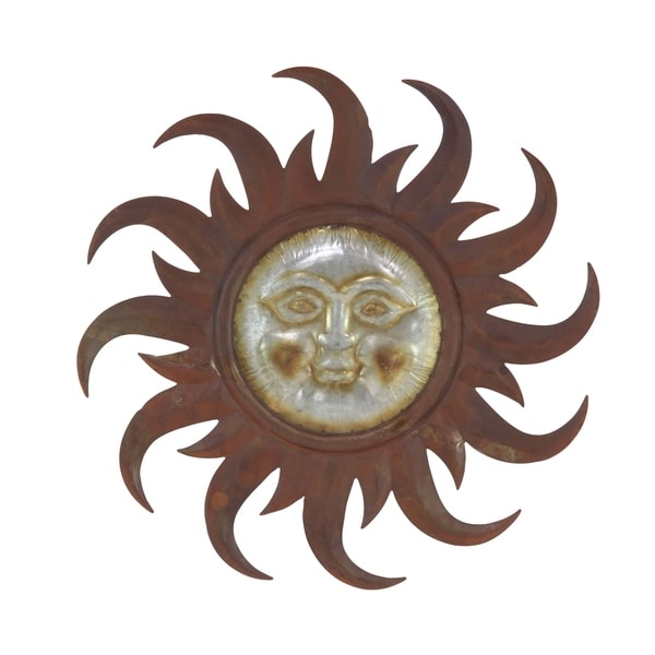 Shop 31 inch Industrial Iron Sun Face Wall Decor - Free Shipping Today ...