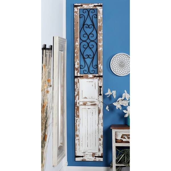 Shop Traditional Distressed Wood With Iron Scrollwork Door Panel