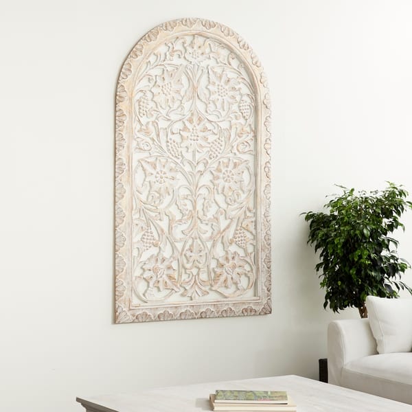 Shop Modern Pine Wood Botanical Inspired Arched Wall Panel