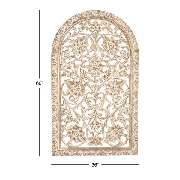 Modern Pine Wood Botanical-Inspired Arched Wall Panel Decor - Bed Bath ...