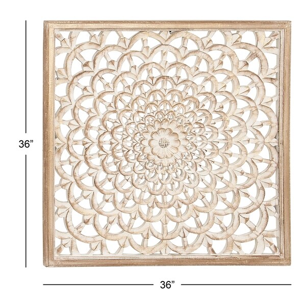 Modern 36 Inch Flower-Inspired Carved Wall Panel Decor by Studio 350 ...