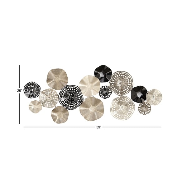 Silver Iron Contemporary Wall Decor Ornamental 25 x 59 x 3