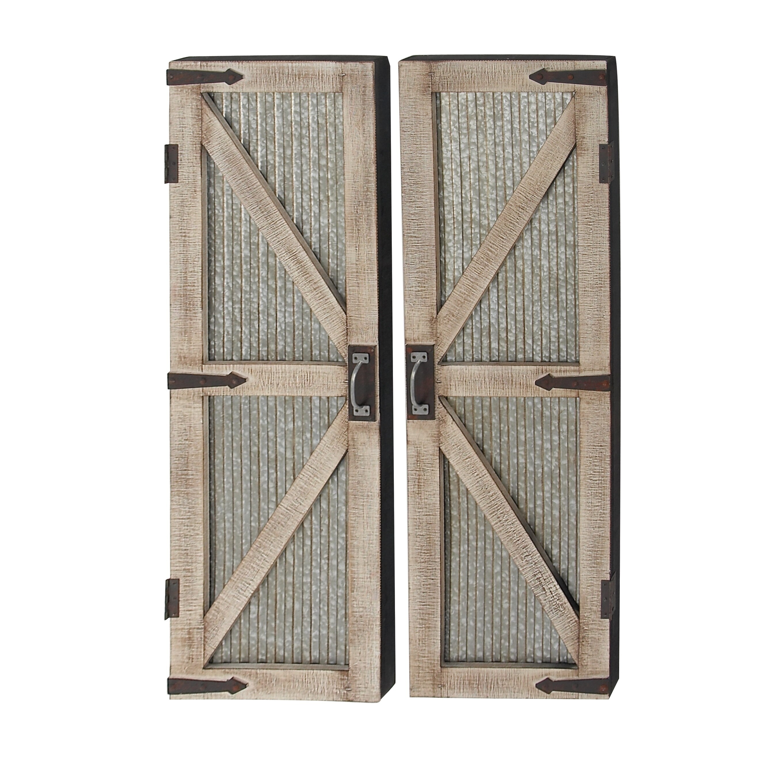 Shop Set Of 2 Farmhouse 47 Inch Iron And Wood Barn Doors By Studio