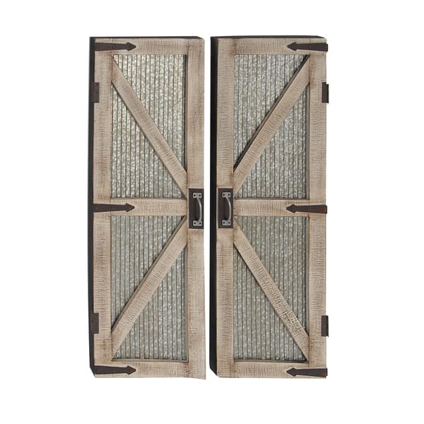 Shop Set Of 2 Farmhouse 47 Inch Iron And Wood Barn Doors By Studio