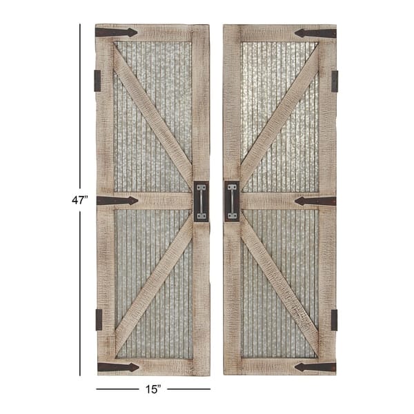 Shop Set Of 2 Farmhouse 47 Inch Iron And Wood Barn Doors By Studio