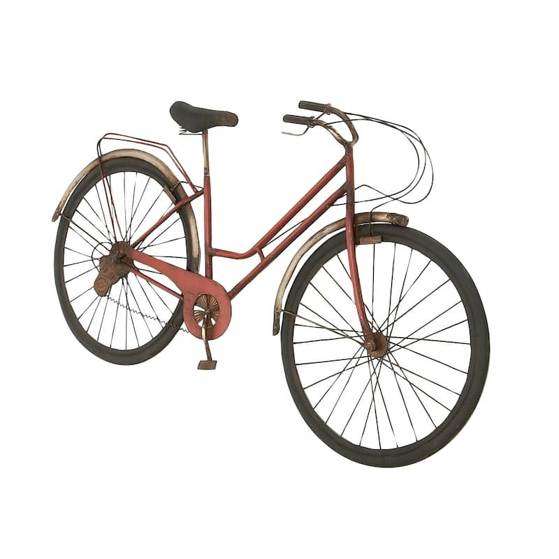 Red Metal Bike Home Wall Decor with Seat and Handles