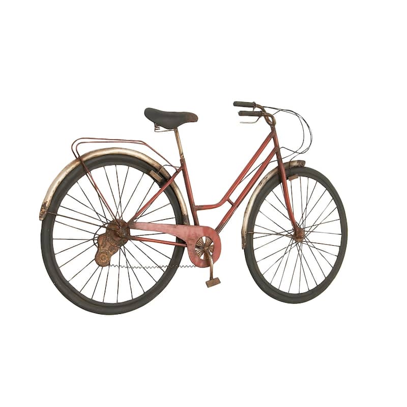 Red Metal Bike Home Wall Decor with Seat and Handles