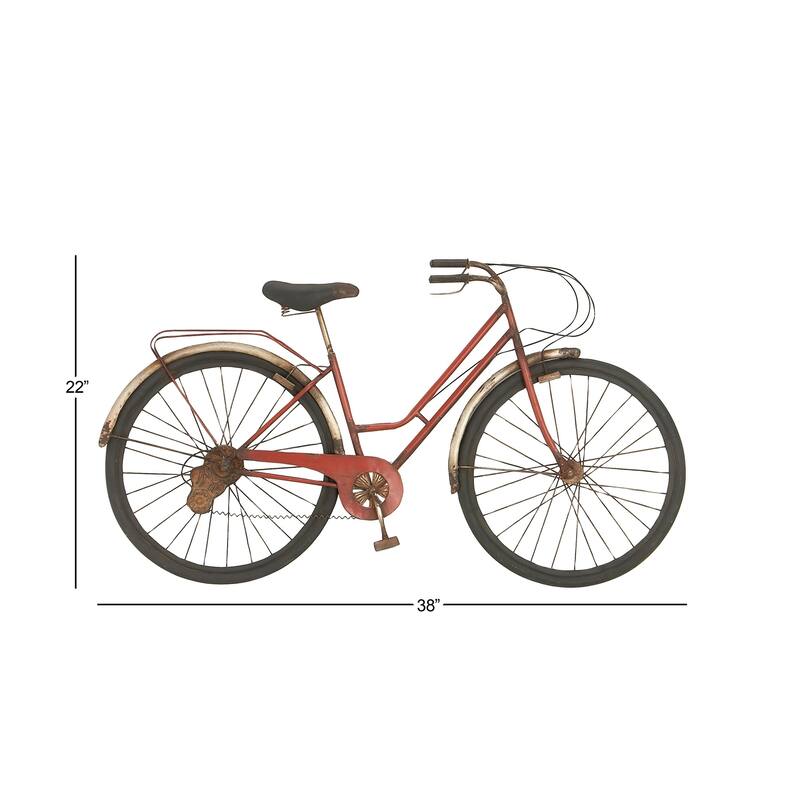 Red Metal Bike Home Wall Decor with Seat and Handles