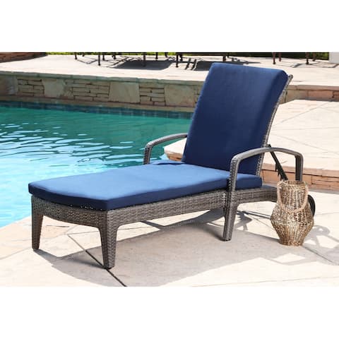 Abbyson Newport Outdoor Grey Wicker Adjustable Patio Chaise Lounge