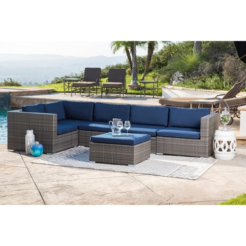 Abbyson Outdoor Newport Cushioned Wicker Modular Patio Sectional