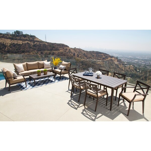 Shop Abbyson Cayman Sunbrella Beige Outdoor Patio 11 Piece ... Shop Abbyson Cayman Sunbrella Beige Outdoor Patio 11 Piece ... on Safavieh Outdoor Living Granton 5 Pc Living Set id=71858