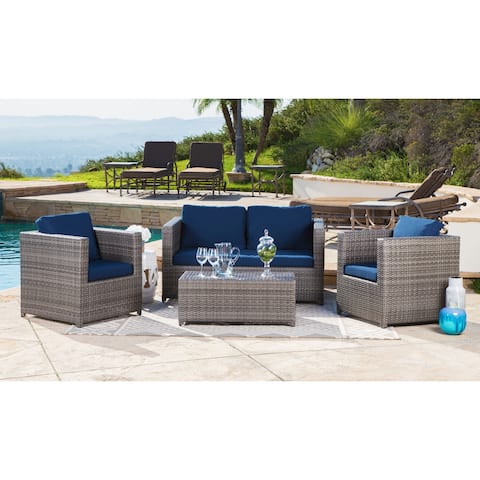Abbyson Colette Outdoor Grey Wicker 4 Piece Patio Set
