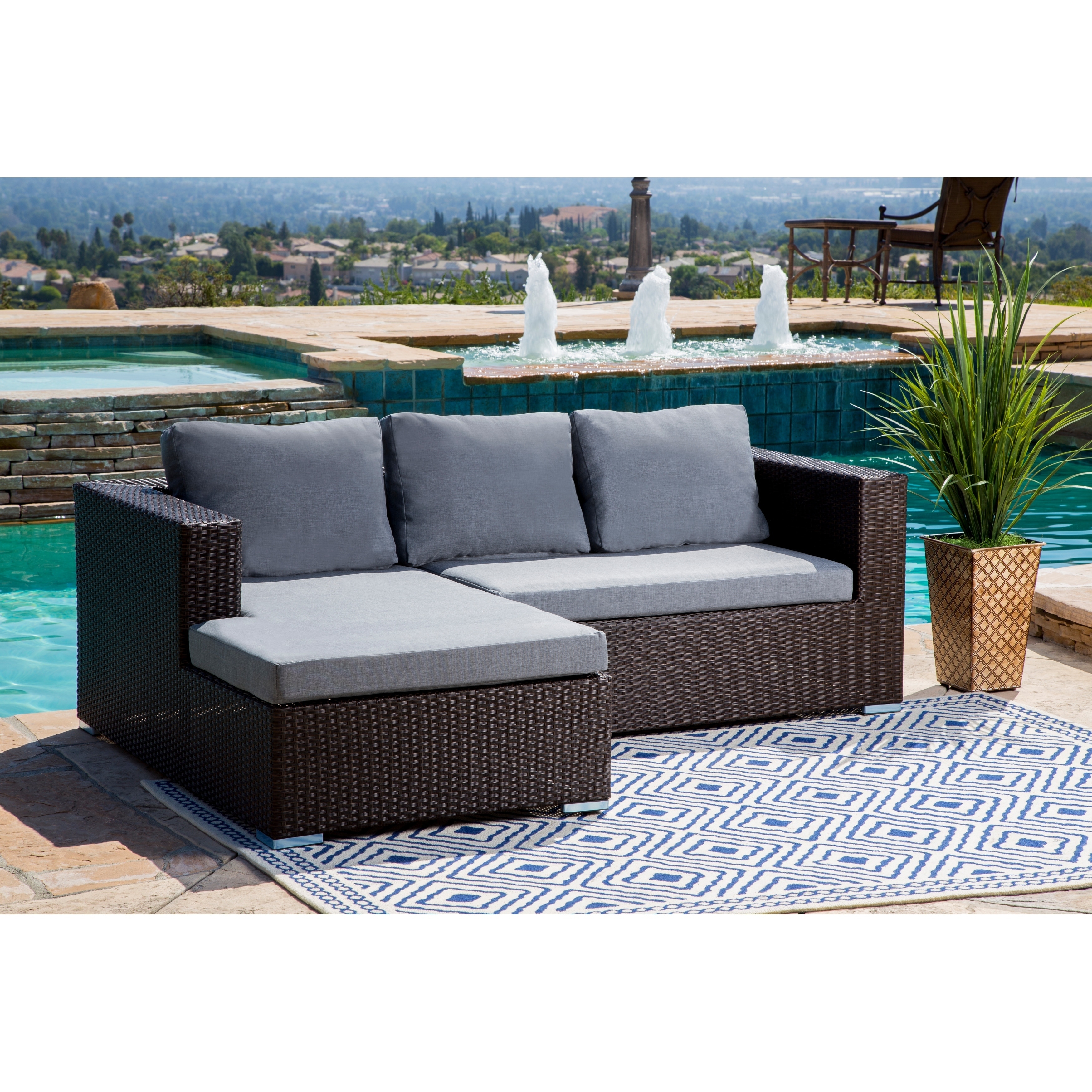 Shop Abbyson Palermo Outdoor Espresso Wicker Patio Sectional Set