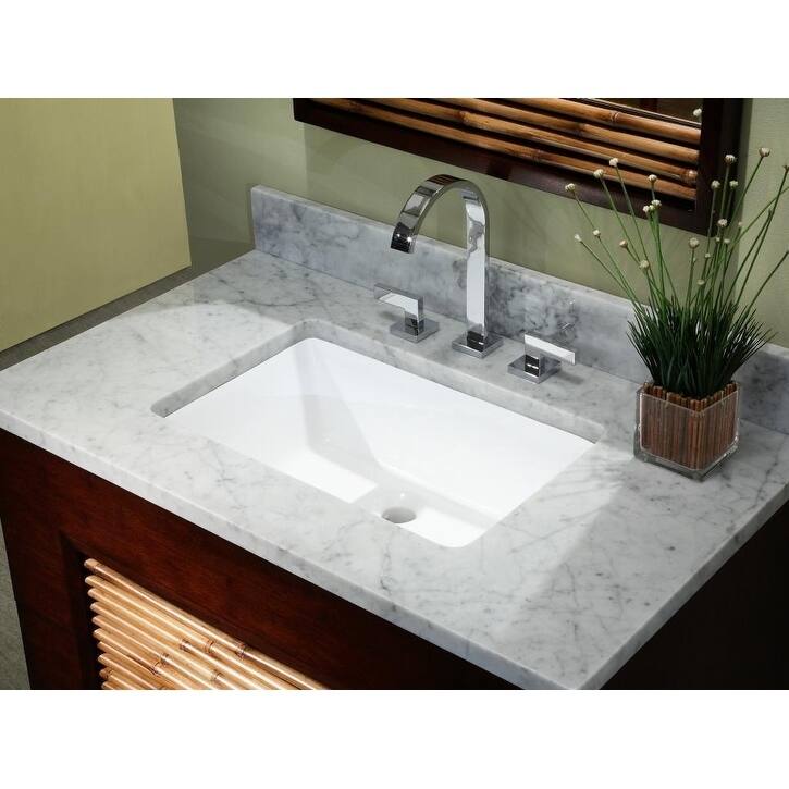 LARGE 21.5 Inch Rectrangle Undermount Vitreous Ceramic Lavatory Vanity Bathroom Sink with Umbrella Pop Up Drain