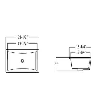 LARGE 21.5 Inch Rectrangle Undermount Vitreous Ceramic Lavatory Vanity Bathroom Sink with Umbrella Pop Up Drain