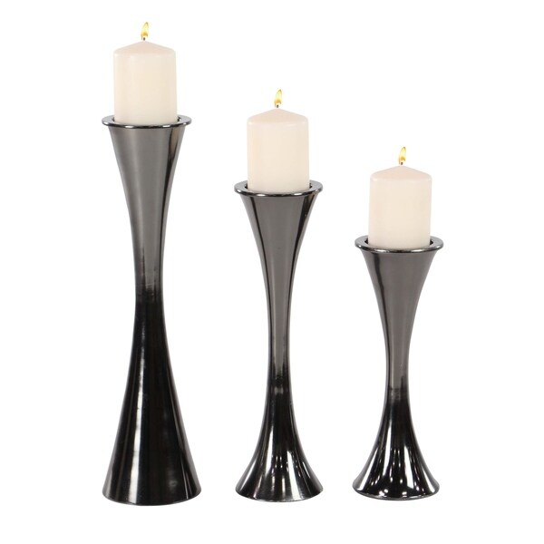 Strick Bolton Buri Tapered Black Candle Holders Set Of 3 Strick Bolton Buri Tapered Black Candle Holders Set Of 3