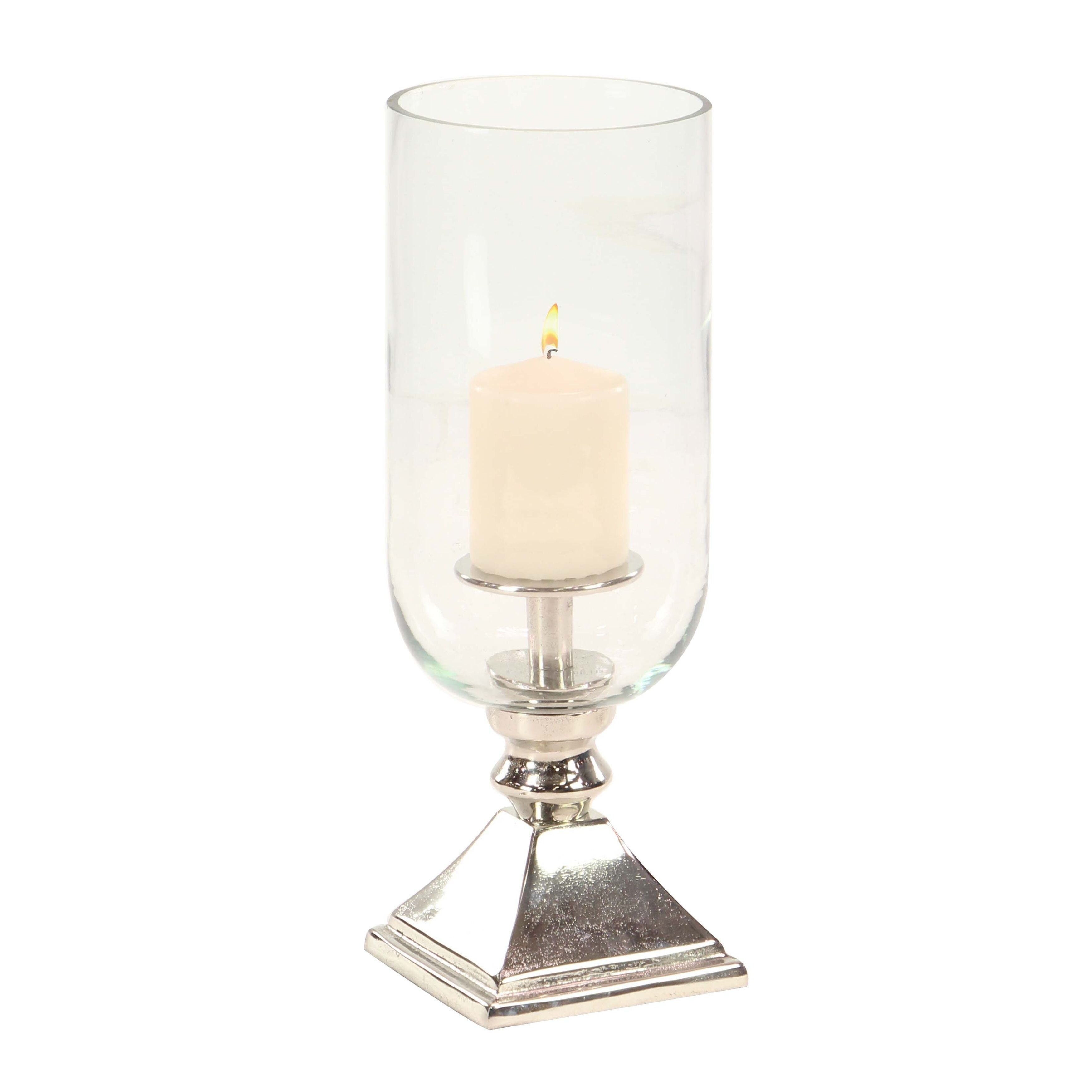 DEER HURRICANE GLASS Pillar Candle Holder RAZ 3716414 CHRISTMAS SILVER GOLD NeW! 