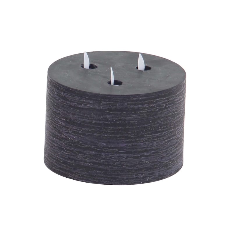 Modern Wax and Led Black Flicker Candles (Set of 3) - S/3 4", 6", 8"H - S/3 4", 6", 8"H