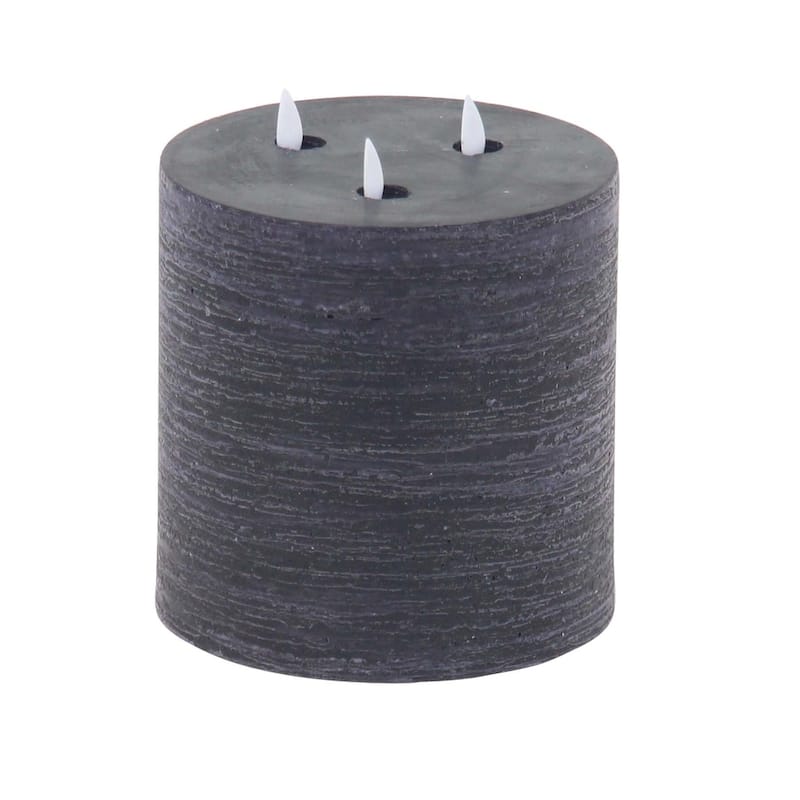 Modern Wax and Led Black Flicker Candles (Set of 3) - S/3 4", 6", 8"H - S/3 4", 6", 8"H
