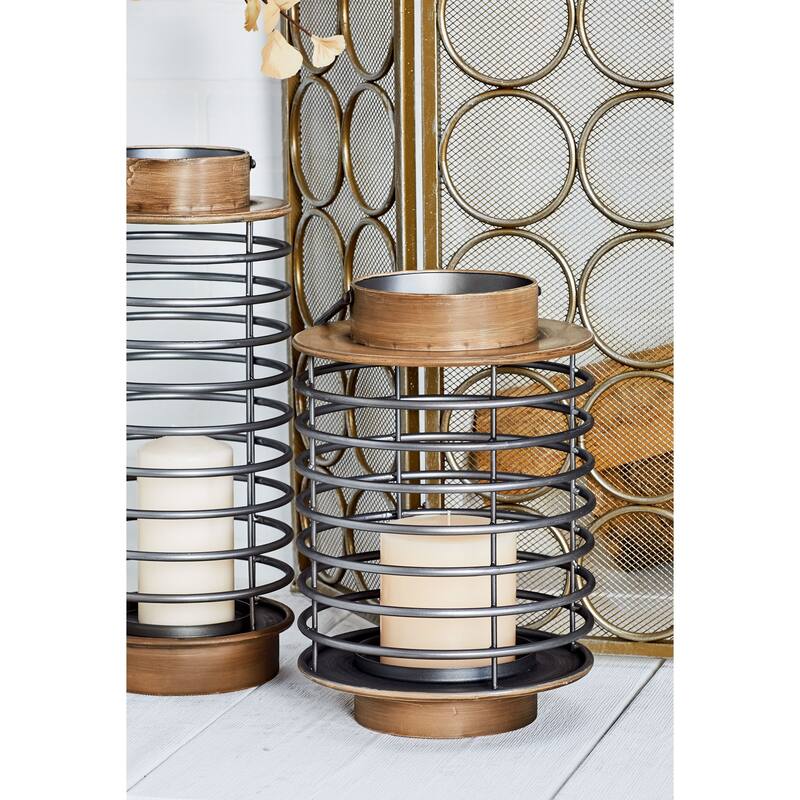 14-inch Modern Iron Round Pillar Candle Lantern