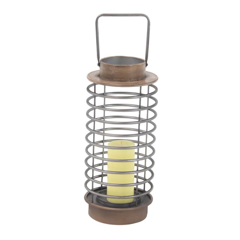 14-inch Modern Iron Round Pillar Candle Lantern