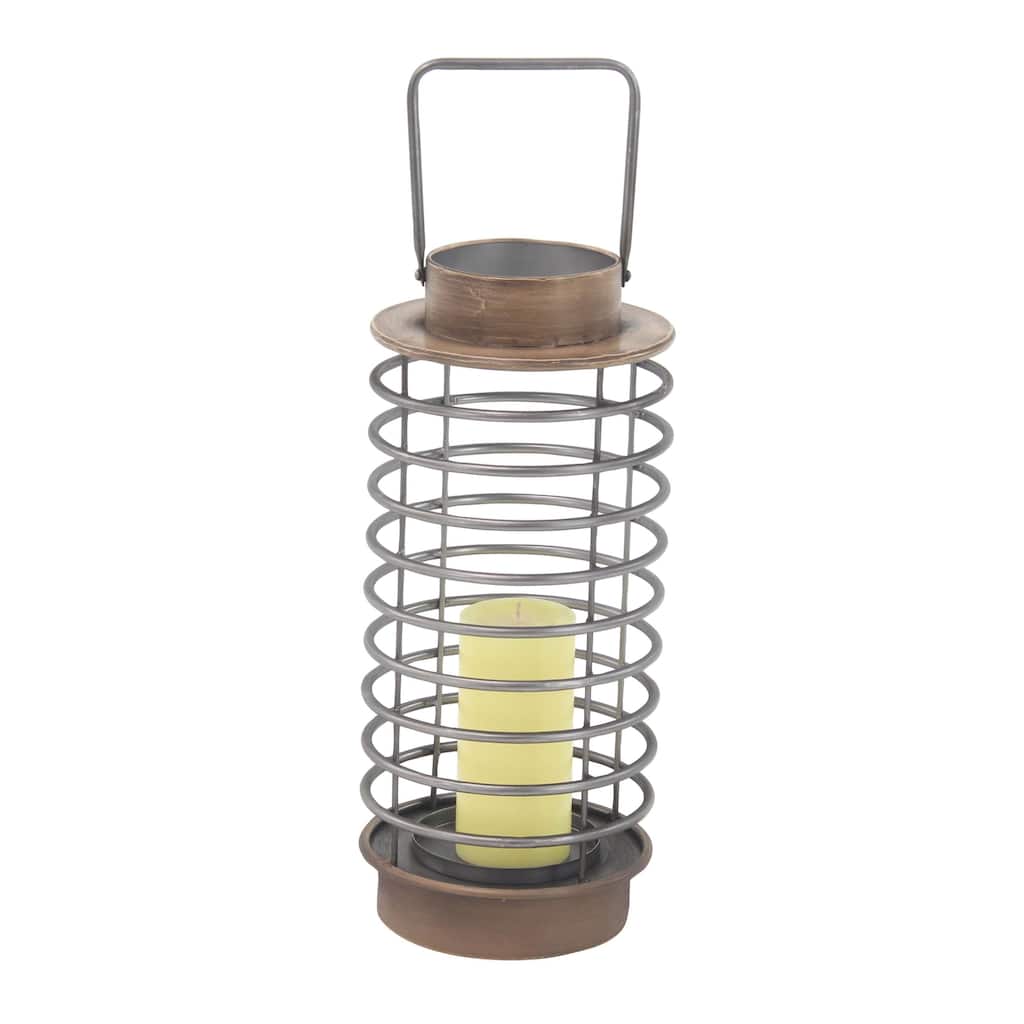 14-inch Modern Iron Round Pillar Candle Lantern
