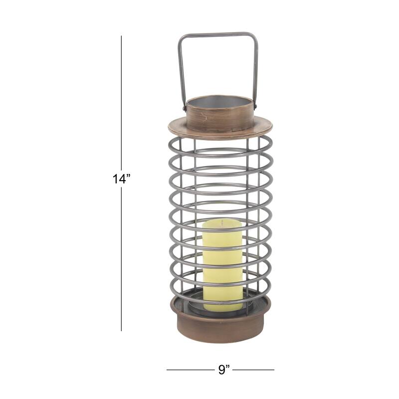 14-inch Modern Iron Round Pillar Candle Lantern