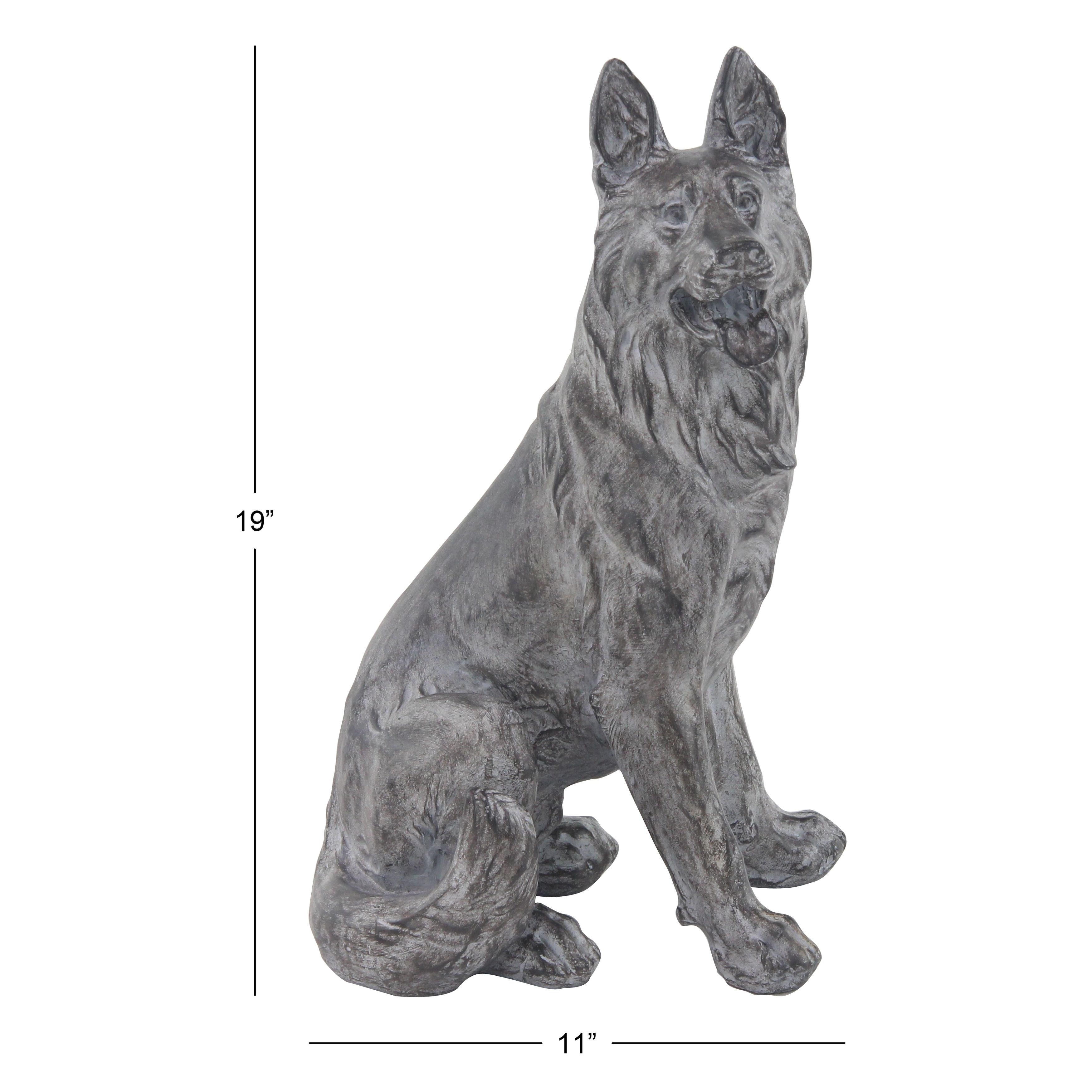 Traditional Sitting German Shepherd Dog Resin Sculpture