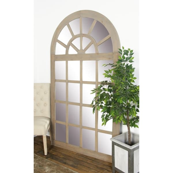 Shop Traditional Mahogany Wood And Glass Arched Wall Mirror