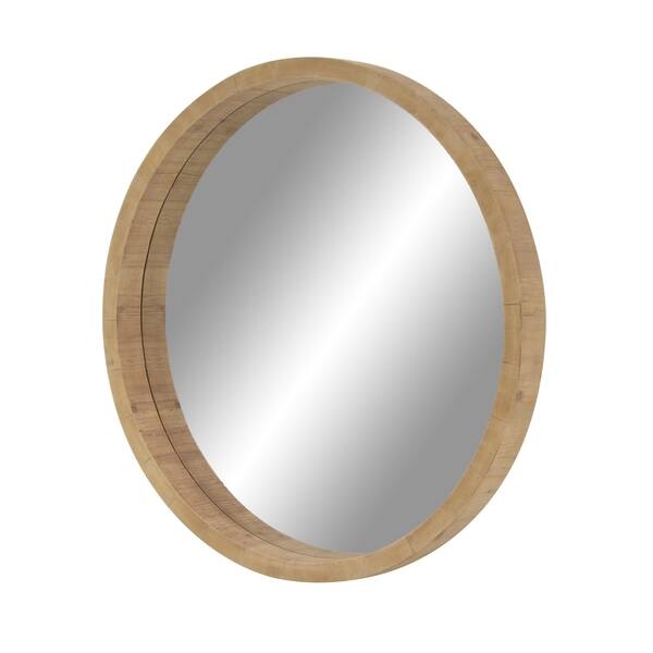 Rustic 40 Inch Round Brown Wooden Framed Wall Mirror By Studio 350 Overstock 19565901