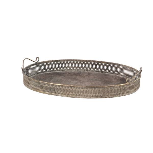 Set of 3 Rustic Metal Pierced Oval Decorative Trays Bed Bath & Beyond