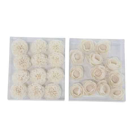 Boxed Natural White Peony and Ranunculus Sola Flowers (Set of 2)