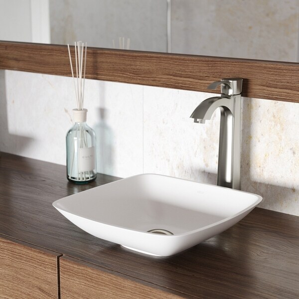 VIGO Hyacinth Matte Stone Vessel Bathroom Sink and Otis Faucet Set