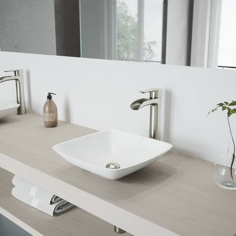 VIGO Hyacinth Matte Stone Vessel Bathroom Sink and Niko Faucet Set