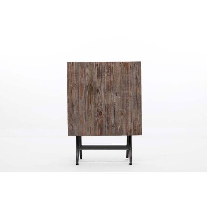 Miriam Folding Industrial Wood and Metal End Table