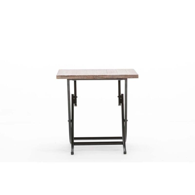 Miriam Folding Industrial Wood and Metal End Table