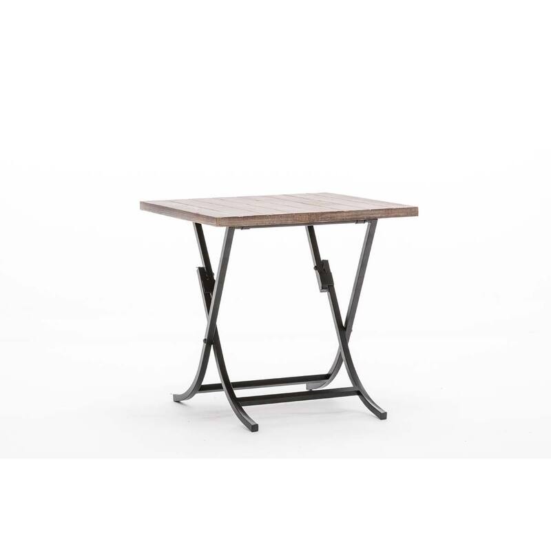 Miriam Folding Industrial Wood and Metal End Table