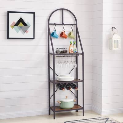 SEI Furniture Pellinore Rustic Brown w/ Distressed Pine Bakers Rack