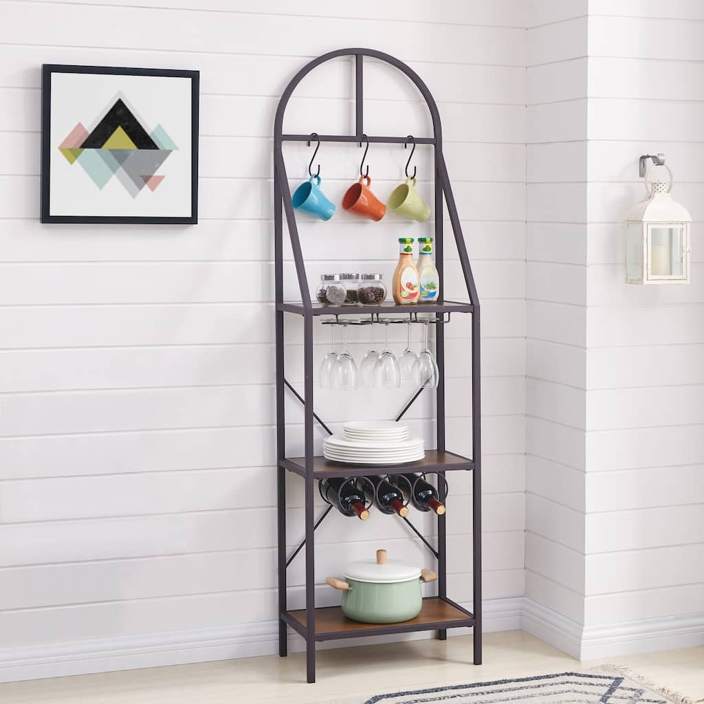 SEI Furniture Pellinore Rustic Brown w/ Distressed Pine Bakers Rack