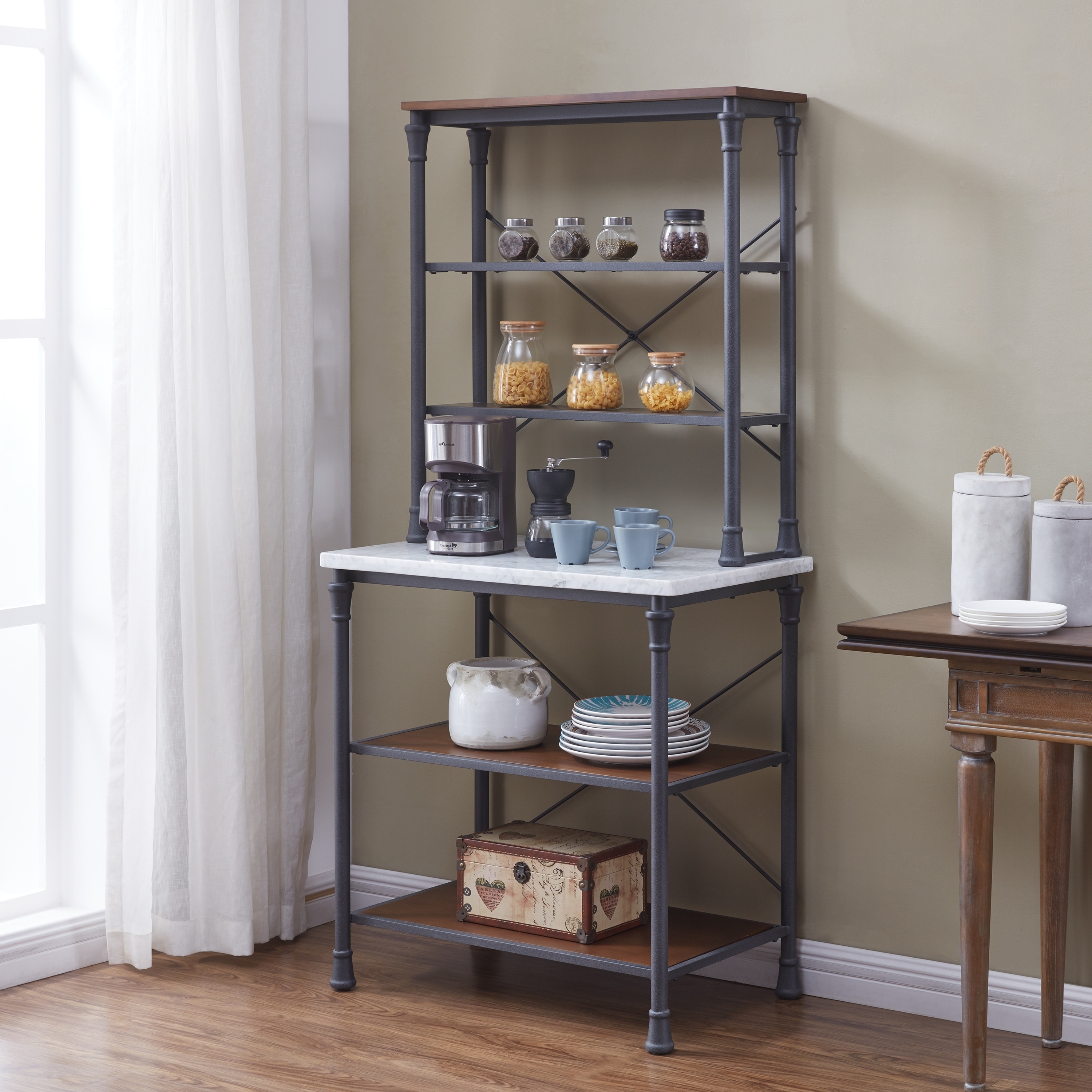 Gray best sale bakers rack